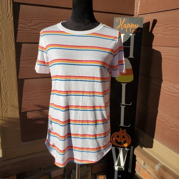 NWT PINK Victoria's Secret Crewneck T-Shirt Short Sleeve Perfect Fit Rainbow - Picture 10 of 16